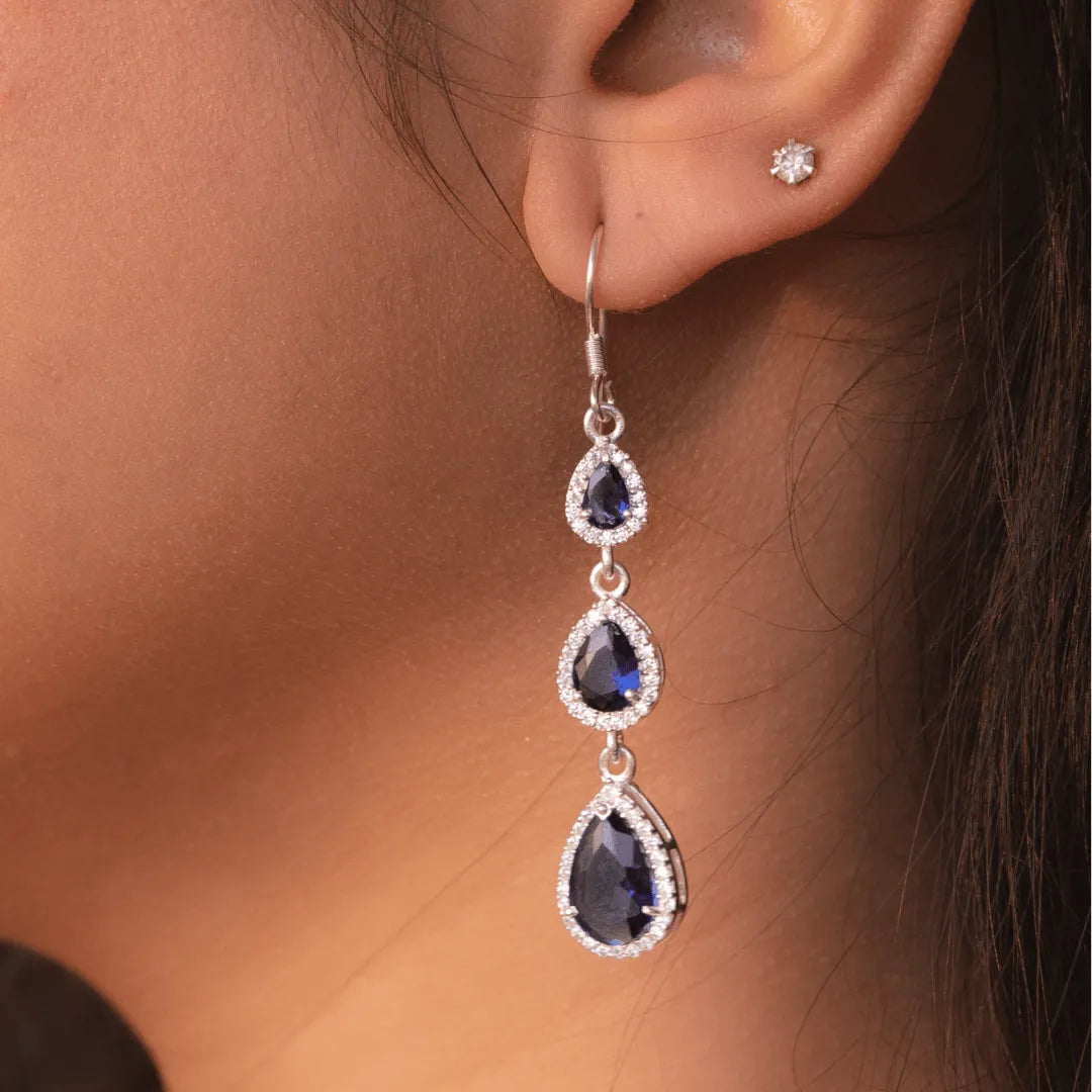 Midnight Elegance Sapphire Drop Earrings