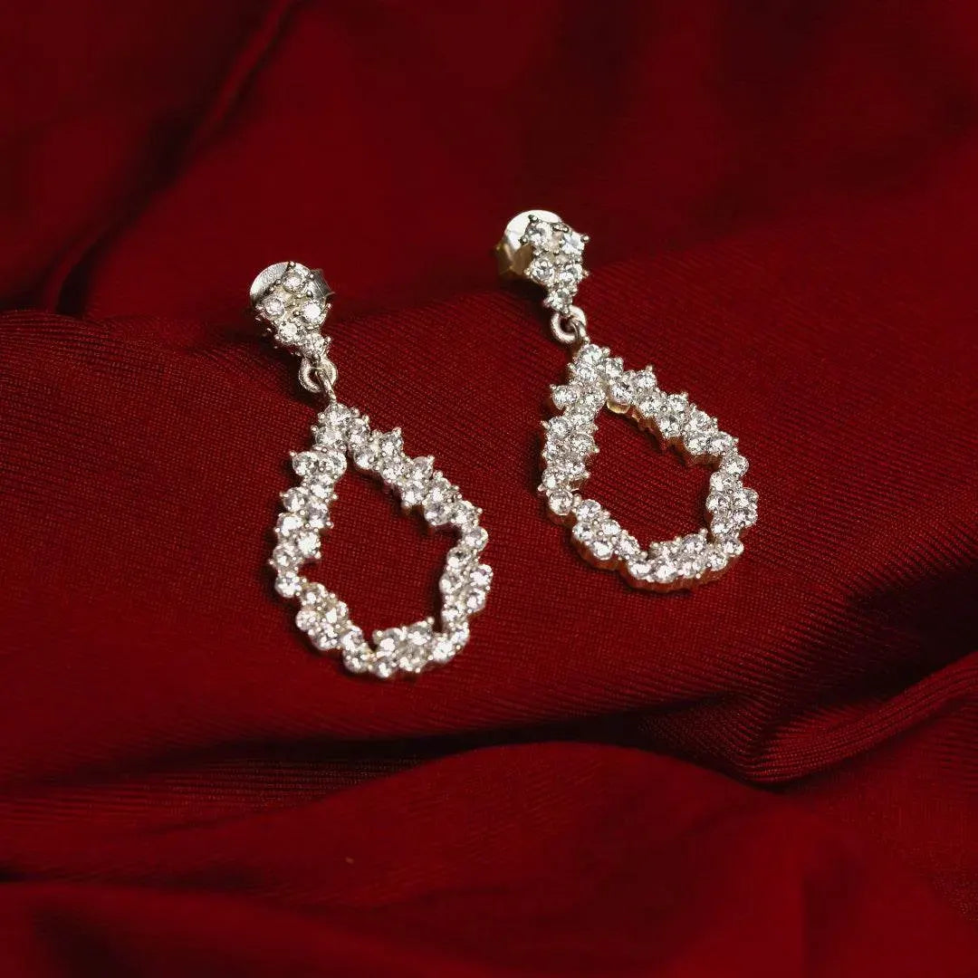 Radiant Crystal Sterling Silver Drop Earrings