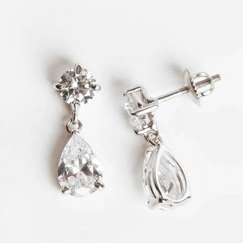 Elegant Sterling Silver Teardrop Dangle Earrings - Allure