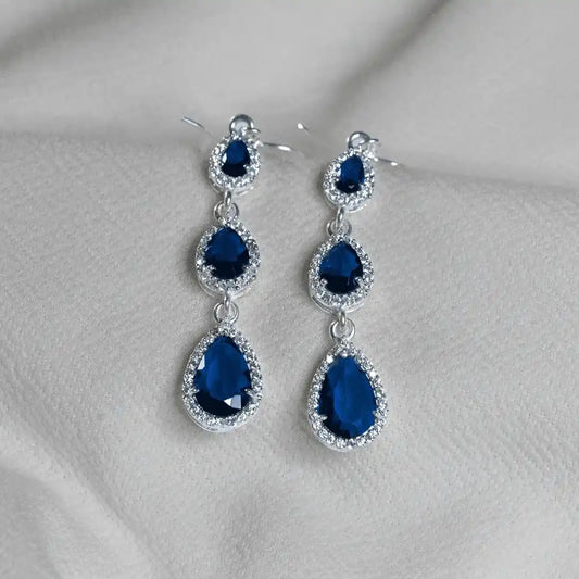 Midnight Elegance Sapphire Drop Earrings