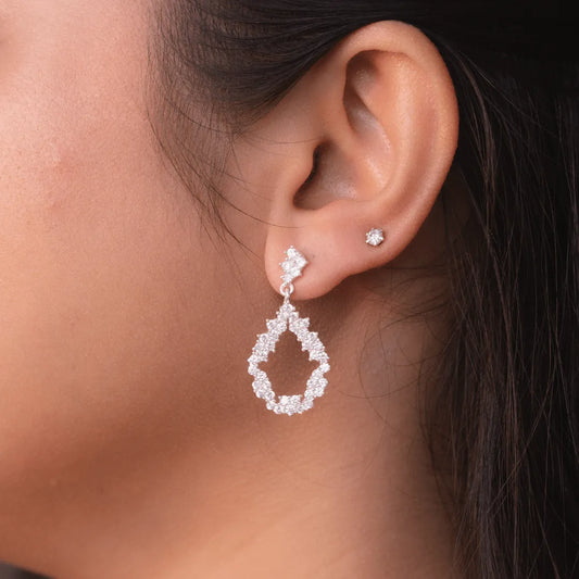Radiant Crystal Sterling Silver Drop Earrings