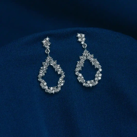 Radiant Crystal Sterling Silver Drop Earrings