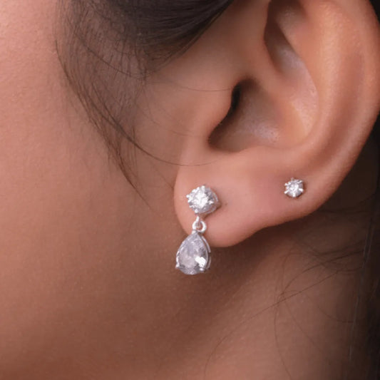 Elegant Sterling Silver Teardrop Dangle Earrings