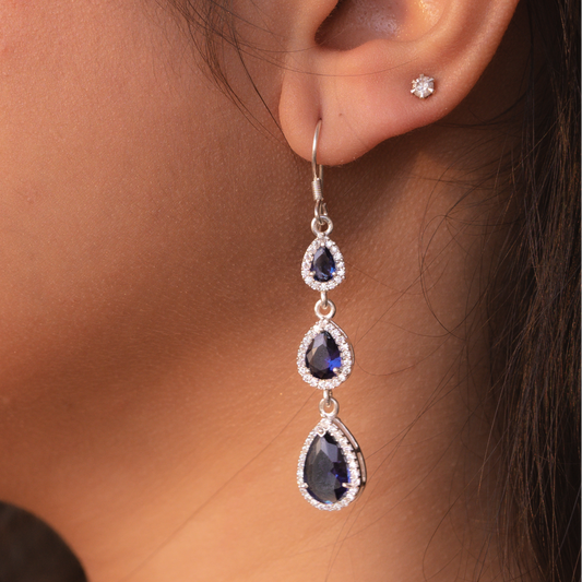 Midnight Elegance Sapphire Drop Earrings